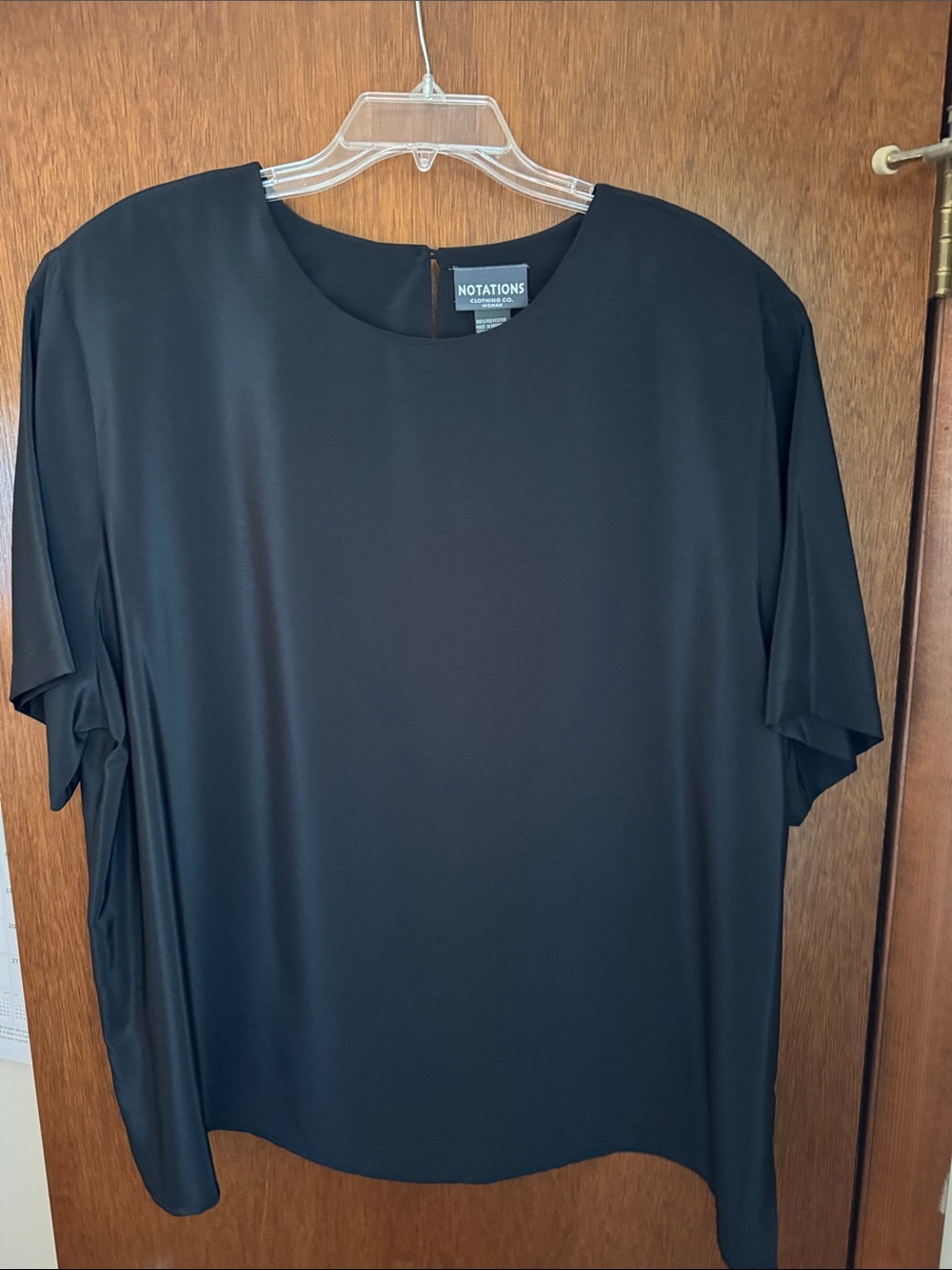Notations Black Short-Sleeve Round-Neck Blouse